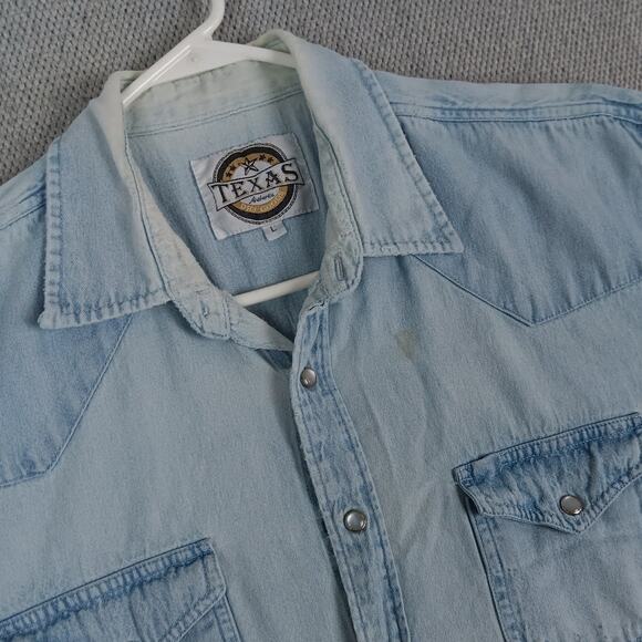 Texas Authentic Dry Goods Vintage Denim Shirt Mens Large Distressed Western - Picture 5 of 15